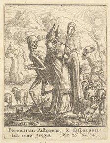 Bishop, from the Dance of Death, 1651. Creator: Wenceslaus Hollar.