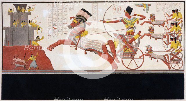Rameses II at the Battle of Kadesh, 1275 BC (19th century). Artist: Bigant and Allais