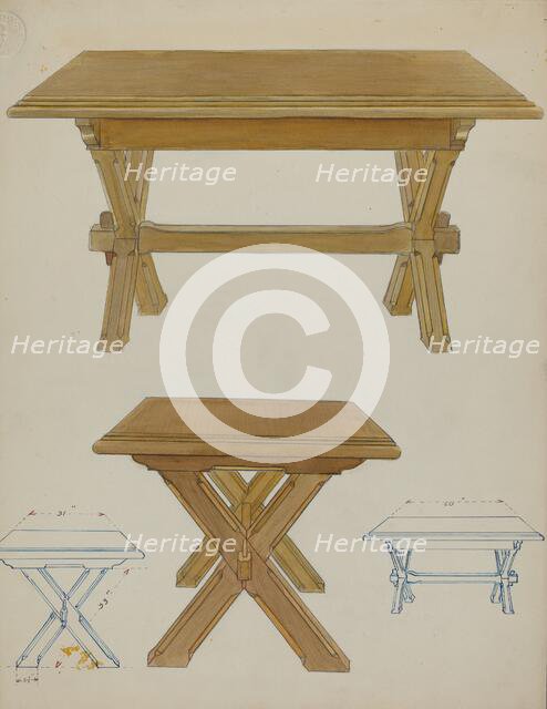 Pa. German Trestle Table, c. 1936. Creator: Lawrence Porth.