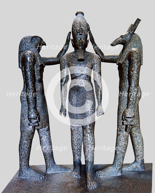 Ramses III crowned by gods Horus and Seth.