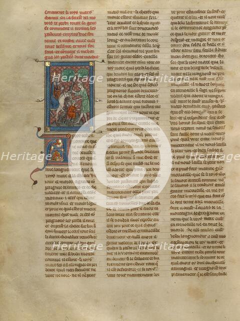 King Mark of Cornwall Meeting Tristan and the Shepherds, about 1320-1340. Creator: Unknown.