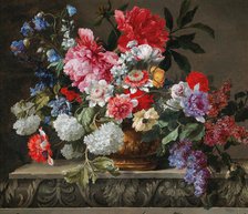 Still life of roses, tulips, anemones and lilac, Second Half of the 17th cen. Creator: Baudesson, Nicolas (1611-1680).