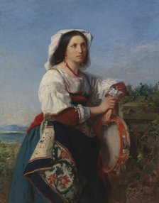 Italian Tambourine Player, 1864. Creator: Erik Johan Lofgren.