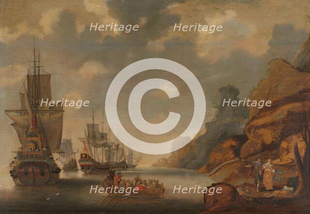 A French Squadron near a Rocky Coast, 1640-1676. Creator: Jacob Bellevois.