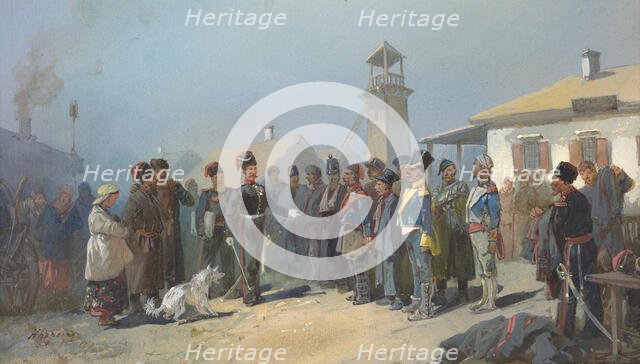 Native Ancestors of the Siberian Cossacks Polish Prisoners in Napoleon's Army Enlisting..., 1813. Creator: Nikolay Nikolaevich Karazin.