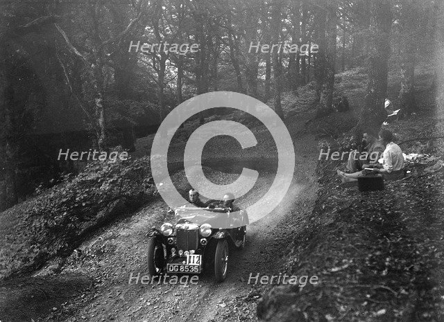 MG PA taking part in the B&HMC Brighton-Beer Trial, Fingle Bridge Hill, Devon, 1934. Artist: Bill Brunell.