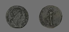 Sestertius (Coin) Portraying Empress Faustina, 176. Creator: Unknown.