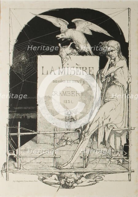Title Page from Misery, 1851. Creator: Charles Rambert.