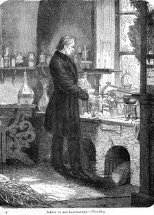 'Liebig in His Laboratory-Chemistry', mid 19th century (c1885). Artist: Unknown