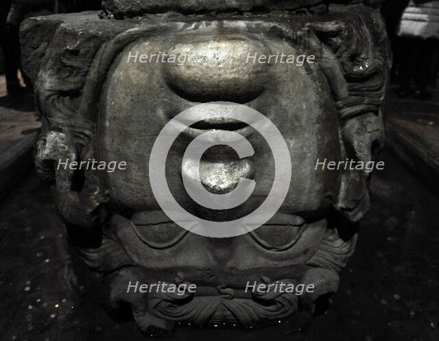 Medusa column base, Basilica Cistern (6th century), Istanbul, Turkey.  Creator: Unknown.