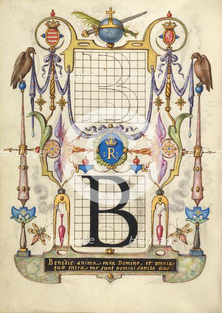 Guide for Constructing the Letter B; Mira calligraphiae monumenta, about 1591-1596. Creator: Joris Hoefnagel.