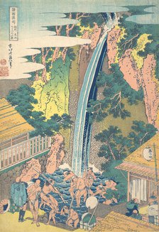 Roben Waterfall at Oyama in Sagami Province (Soshu Oyama Roben no taki), from the seri..., ca. 1827. Creator: Hokusai.