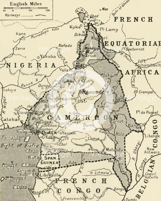 'Map Showing the German Cameroon Colony', 1916. Creator: Unknown.