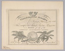 Membership certificate to the American Colonization Society, February 22, 1832. Creator: Unknown.