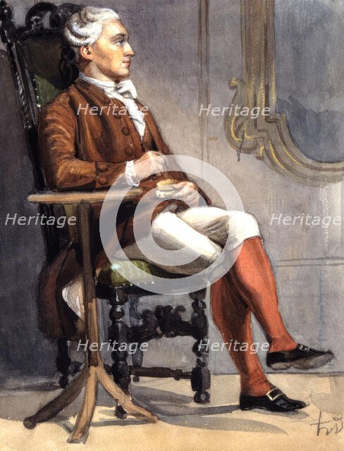 "Man in historical costume sitting in a chair." (c1850s). Creator: Fritz von Dardel.