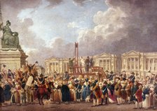 Execution by Guillotine in Paris during the French Revolution, 1790s (1793-1807). Artist: Pierre Antoine de Machy