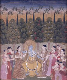 Krishna Dancing with Gopis, 1775-1800. Creator: Unknown.