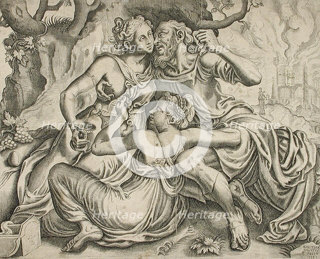 Lot and His Daughters, 1555. Creator: Balthazar van den Bos.