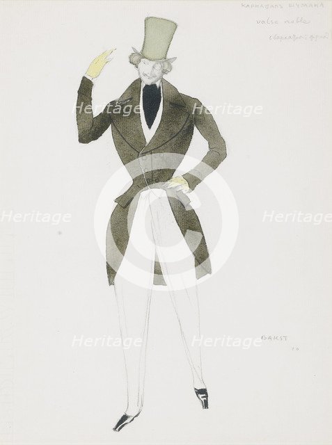 Costume design for the ballet Carnaval by R. Schumann, 1910. Artist: Bakst, Léon (1866-1924)