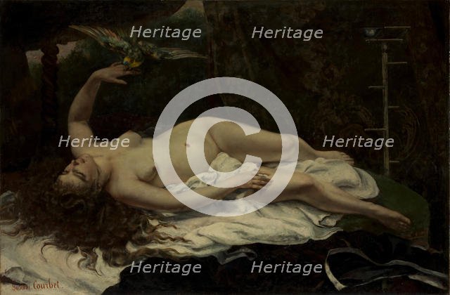 Woman with a Parrot, 1866. Creator: Gustave Courbet.