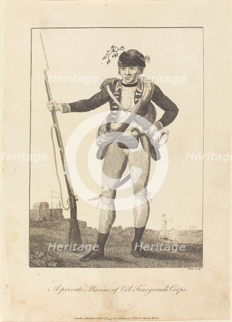 A private Marine of Col. Fourgeoud's Corps, 1793. Creator: William Blake.
