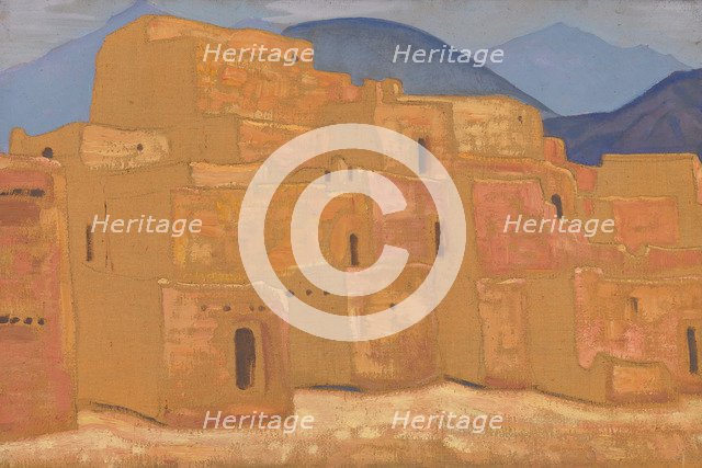 Taos Pueblo, New Mexico, ca 1921. Artist: Roerich, Nicholas (1874-1947)