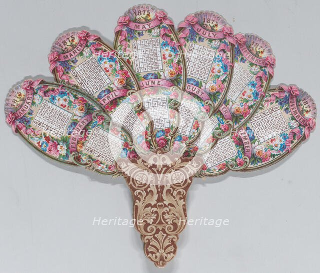 Valentine - Mechanical - elaborate fan dated 1875, 1875., 1875. Creator: Anon.
