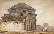 A Circular Building with a Dome, Rome, c1840s. Creator: David Cox the Elder.