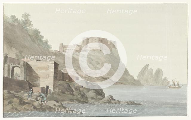 Rock and town of Scilla in the Calabria region on the east coast, 1778. Creator: Louis Ducros.