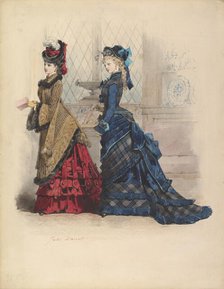 Two Women in Day Dresses, 1875. Creator: Jules David.