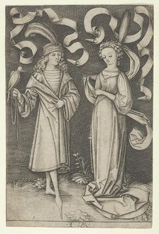 The Falconer and the Lady, from the series Scenes of Daily Life, ca. 1495. Creator: Israhel van Meckenem.