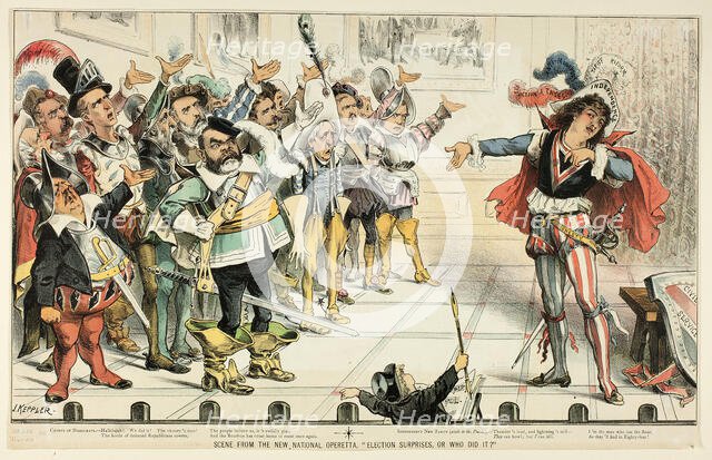 Scene from the New National Operetta, from Puck, 1883. Creator: Joseph Keppler.