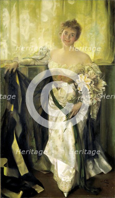 Alice Barney in White Satin, 1894. Creator: Hubert Vos.