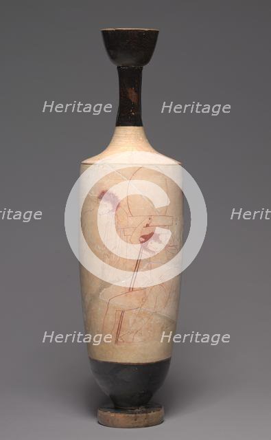 White-Ground Lekythos (Funerary Oil Pitcher), c. 420 BC. Creator: Group R (Greek), attributed to.