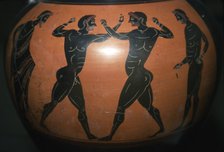 Greek Vase,  Black-figure Amphora depicting Boxing Scene, c6th century BC. Artist: Unknown.