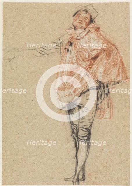 Study of a Standing Dancer with an Outstretched Arm, 1710. Artist: Watteau, Jean Antoine (1684-1721)