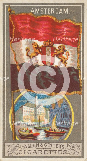 Amsterdam, from the City Flags series (N6) for Allen & Ginter Cigarettes Brands, 1887. Creator: Allen & Ginter.
