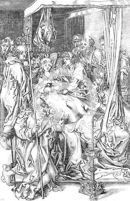 The Death of the Virgin - painted by Martin Schoon, 1850.  Creator: Unknown.