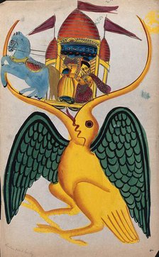 Rama and Sita being carried in the beak of Jatayu, c1880. Creator: Unknown.