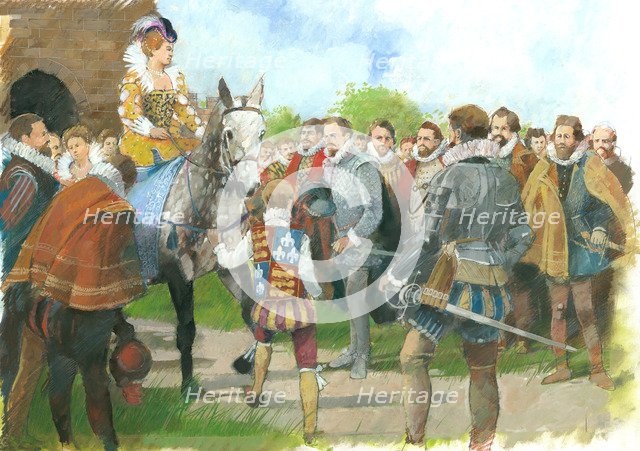 Elizabeth I being welcomed to Kenilworth Castle, 1570s, (c1990-2010) Artist: Ivan Lapper.