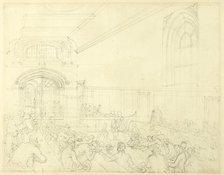Study for Guild Hall, Examination of a Bankrupt Before His Creditors, c. 1808. Creator: Augustus Charles Pugin.