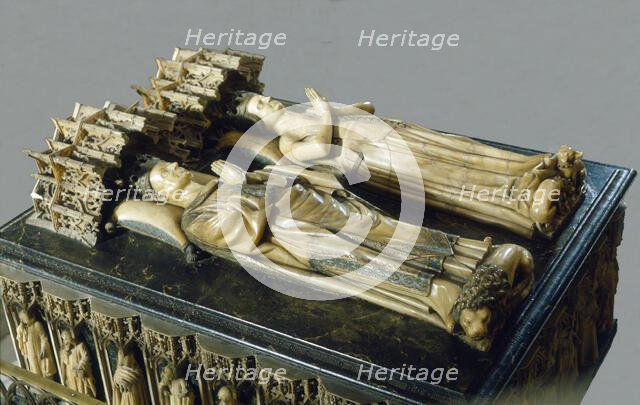 Alabaster tomb of Carlos III the Noble (1387 - 1425) and his wife Leonor, 1416. Creator: Lome, Juan de.