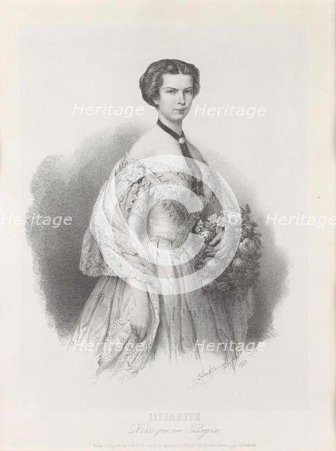 Portrait of Empress Elisabeth of Austria, 1853. Creator: Hanfstaengl, Franz (1804-1877).
