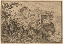 Three Cottages on a Rock, probably c. 1645/1656. Creator: Allart van Everdingen.