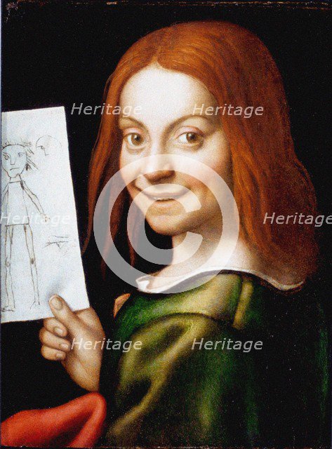 Portrait of a Child with a Drawing.