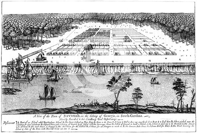 'A view of the town of Savanah, in the colony of Georgia, South Carolina', 1741, (c1880). Artist: Unknown
