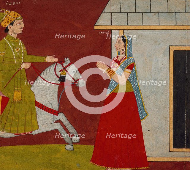 Malati Receives a Visitor, Folio from a Malati-Madhava, 1798. Creator: Bhagvan Das.