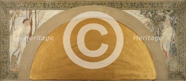 Esquisse pour le salon d'entrée sud de l'Hôtel de Ville : La Tristesse - La Contemplation, 1892. Creators: Henri Jean Guillaume Martin, Louis Felix Bigaux.