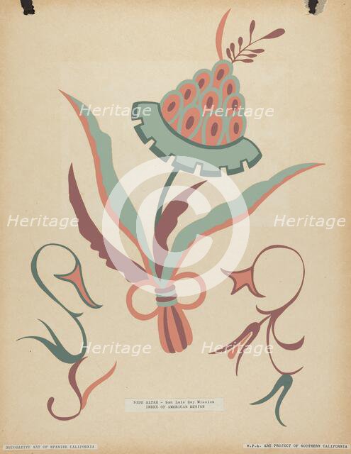 San Luis Rey Side Altar from the portfolio "Decorative Art of Spanish California", 1935/1942. Creator: Unknown.