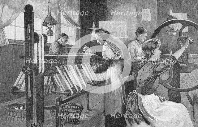 Spitalfields silk weavers, 1893. Artist: Enoch Ward